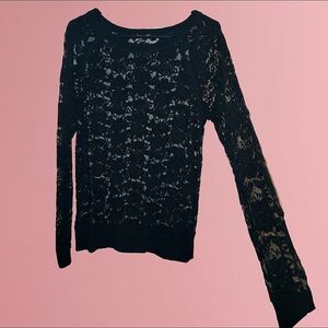 5/$10 Black lace long sleeve see through top